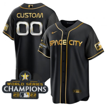 Men's Houston Astros ACTIVE Player Custom Black Gold 2022 World Series Champions Stitched Baseball Jersey Men's Houston Astros ACTIVE Player Custom Black Gold 2022 World Series Champions Stitched Baseball Jersey
