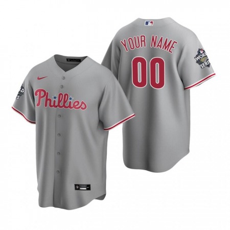 Men's Philadelphia Phillies Customized Grey 2022 World Series Cool Base Stitched Baseball Jersey Men's Philadelphia Phillies Customized Grey 2022 World Series Cool Base Stitched Baseball Jersey