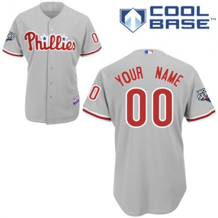 Phillies Personalized Authentic Grey w/2009 World Series Patch Cool Base MLB Jersey Phillies Personalized Authentic Grey w/2009 World Series Patch Cool Base MLB Jersey