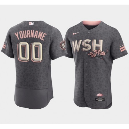 Men's Washington Nationals ACTIVE Player Custom 2022 Grey City Connect Cherry Blossom Flex Base Stitched MLB Jersey Men's Washington Nationals ACTIVE Player Custom 2022 Grey City Connect Cherry Blossom Flex Base Stitched MLB Jersey