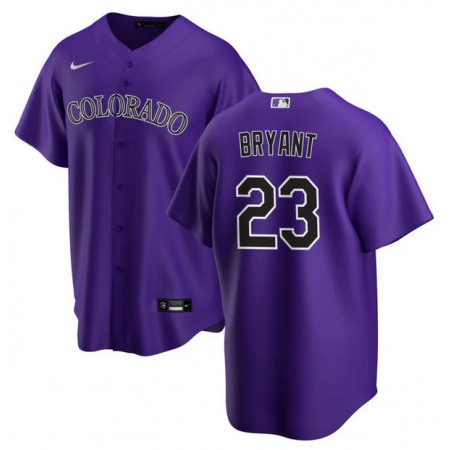 Men's Colorado Rockies #23 Kris Bryant Purple Stitched Baseball Jersey Men's Colorado Rockies #23 Kris Bryant Purple Stitched Baseball Jersey