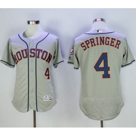 Astros #4 George Springer Grey Flexbase Authentic Collection Stitched MLB Jersey