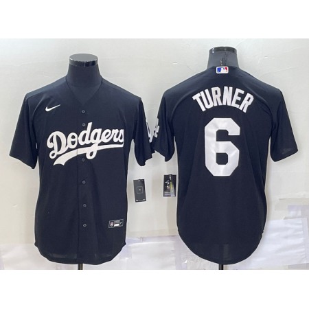 Men's Los Angeles Dodgers #6 Trea Turner Black Cool Base Stitched Baseball Jersey Men's Los Angeles Dodgers #6 Trea Turner Black Cool Base Stitched Baseball Jersey