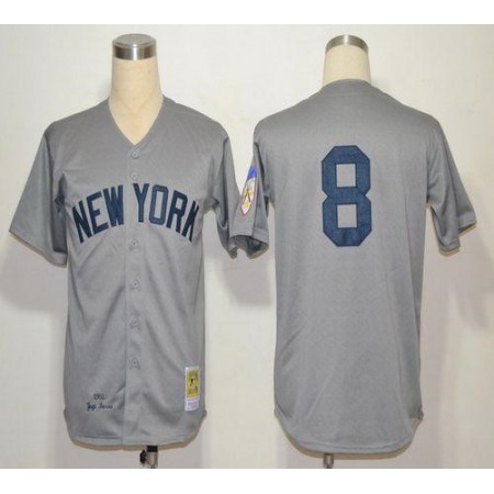 Mitchell And Ness 1951 Yankees #8 Yogi Berra Grey Throwback Stitched MLB Jersey