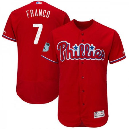 Men's Philadelphia Phillies #7 Maikel Franco Red 2017 Spring Training Authentic Flex Base Player Stitched MLB Jersey