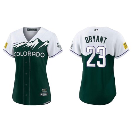 Women's Colorado Rockies #23 Kris Bryant 2022 Green City Connect Stitched Baseball Jersey(Run Small) Women's Colorado Rockies #23 Kris Bryant 2022 Green City Connect Stitched Baseball Jersey(Run Small)