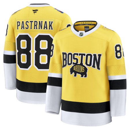 Men's Boston Bruins #88 David Pastrnak Gold 2026 NHL Stadium Series Premium Jersey