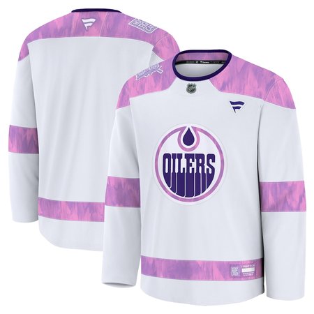 Men's Edmonton Oilers White 2024 Hockey Fights Cancer Practice Jersey