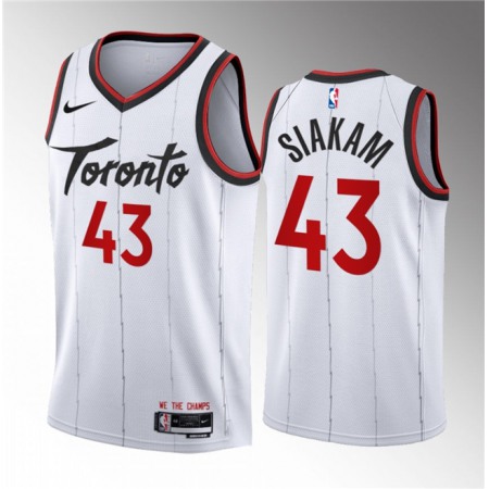 Men's Toronto Raptors #43 Pascal Siakam White 2023/24 Association Edition Stitched Basketball Jersey Men's Toronto Raptors #43 Pascal Siakam White 2023/24 Association Edition Stitched Basketball Jersey
