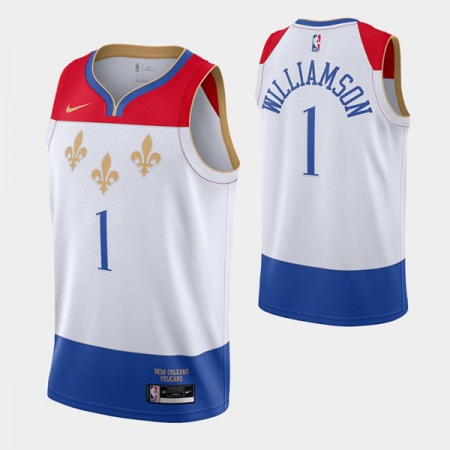 Men's New Orleans Pelicans #1 Zion Williamson 2020 White City Edition Stitched Jersey Men's New Orleans Pelicans #1 Zion Williamson 2020 White City Edition Stitched Jersey