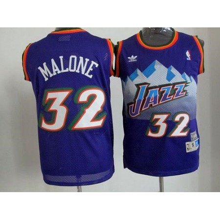 Jazz #32 Karl Malone Purple Throwback Stitched NBA Jersey
