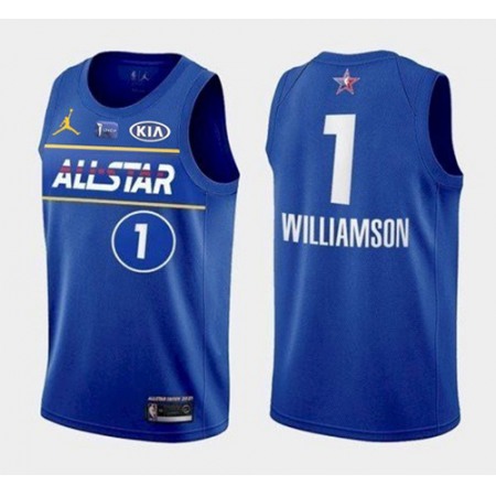 Men's 2021 All-Star Pelicans #1 Zion Williamson Blue Eastern Conference Stitched NBA Jersey Men's 2021 All-Star Pelicans #1 Zion Williamson Blue Eastern Conference Stitched NBA Jersey