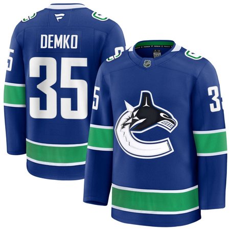 Men's Vancouver Canucks #35 Thatcher Demko Blue Home Premium Jersey