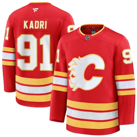 Men's Calgary Flames #91 Nazem Kadri Red Home Premium Jersey