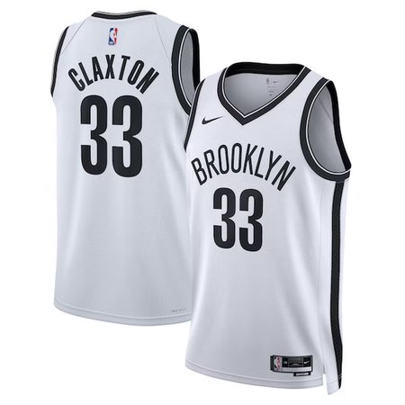Men's Brooklyn Nets #33 Nic Claxton White Swingman Icon Edition Jersey