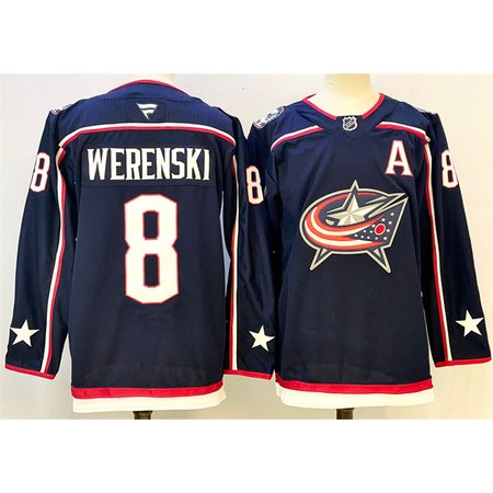 Youth Columbus Blue Jackets #8 Zach Werenski Navy With A Patch Stitched Hockey Jersey