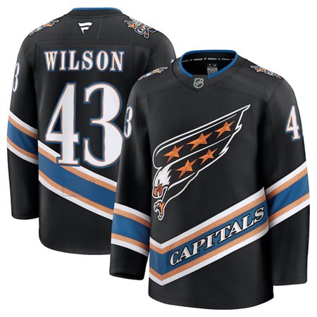 Youth Washington Capitals #43 Tom Wilson Black 2024-25 Alternate Stitched Hockey Jersey