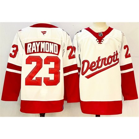 Youth Detroit Red Wings #23 Lucas Raymond White/Red 2024-25 Stitched Jersey