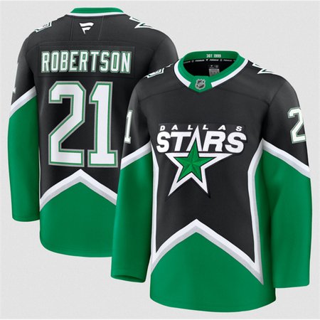 Men's Dallas Stars #21 Jason Robertson Black 2025-26 Alternate Stitched Hockey Premium Jersey