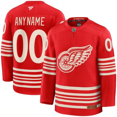 Men's Detroit Red Wings Custom Red 2025 Centennial Premium Stitched Hockey Premium Jersey