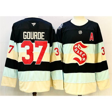 Youth Seattle Kraken #37 Yanni Gourde Deep Sea Blue Winter Classic With A Patch Stitched Hockey Jersey