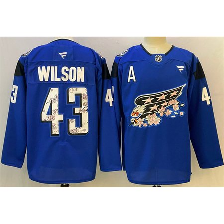 Youth Washington Capitals #43 Tom Wilson Blue Cherry Blossom With A Patch Stitched Hockey Jersey