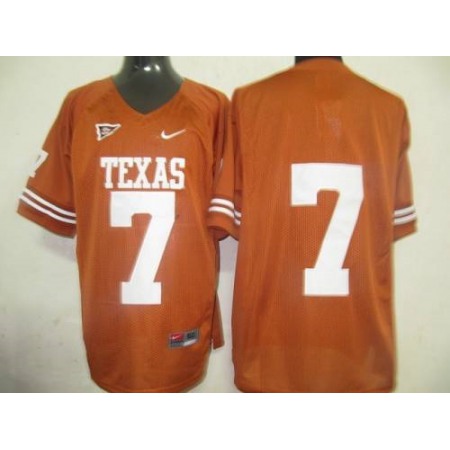 Longhorns #7 Orange Stitched NCAA Jersey