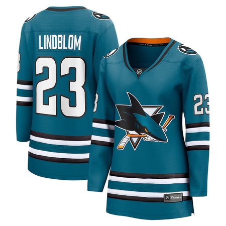 Women's San Jose Sharks #23 Oskar Lindblom Teal Home Player Jersey