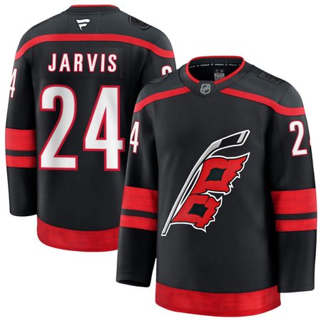 Men's Carolina Hurricanes #24 Seth Jarvis Black Home Stitched Hockey Premium Jersey