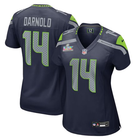 Women's Seattle Seahawks #14 Sam Darnold College Navy Super Bowl LX Patch Game Jersey