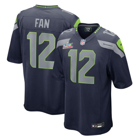 Men's Seattle Seahawks 12s College Navy Super Bowl LX Patch Game Jersey