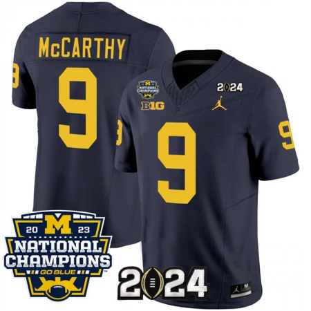 Men's Michigan Wolverines #9 J.J. McCarthy Navy 2024 F.U.S.E. With 2023 National Champions Patch Stitched Jersey Men's Michigan Wolverines #9 J.J. McCarthy Navy 2024 F.U.S.E. With 2023 National Champions Patch Stitched Jersey