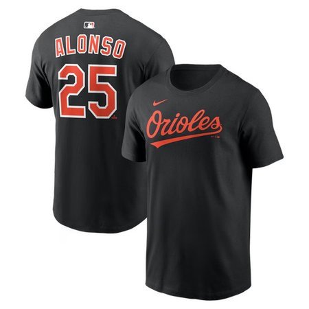 Men's Baltimore Orioles #25 Pete Alonso Nike Black Home Name & Number T-Shirt