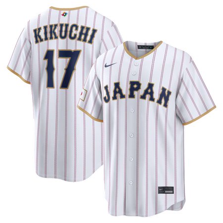 Men's Japan Baseball #17 Yusei Kikuchi White 2026 World Baseball Classic Home Stadium Jersey