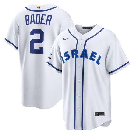 Men's Israel Baseball #2 Harrison Bader White 2026 World Baseball Classic Home Stadium Jersey
