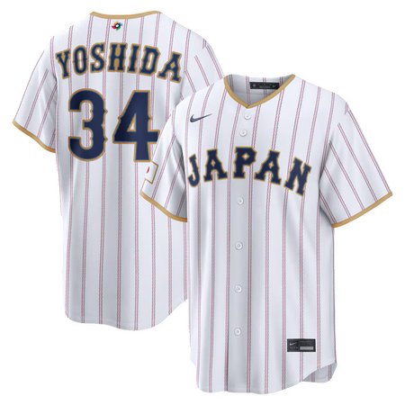 Men's Japan Baseball #34 Masataka Yoshida White 2026 World Baseball Classic Home Stadium Jersey