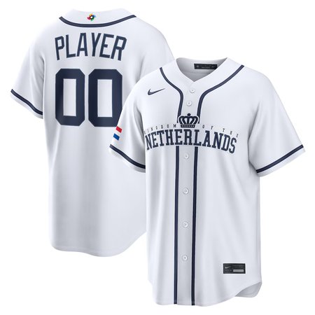 Men's Netherlands Baseball Custom Custom White 2026 World Baseball Classic Home Jersey