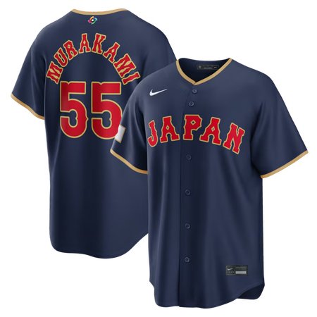 Men's Japan Baseball #55 Munetaka Murakami Navy 2026 World Baseball Classic Road Stadium Jersey