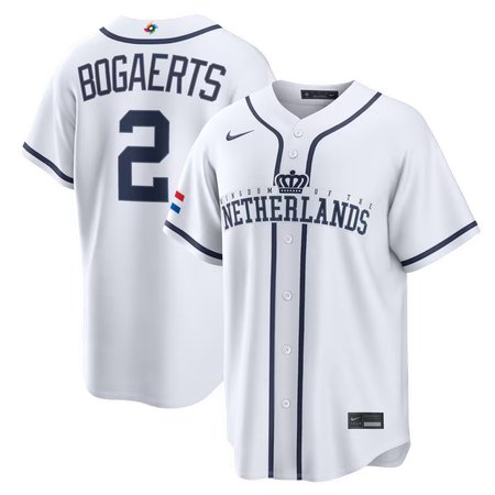 Men's Netherlands Baseball #2 Xander Bogaerts White 2026 World Baseball Classic Home Stadium Jersey