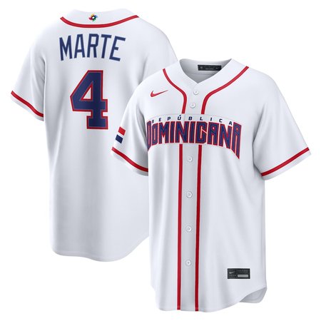 Men's Dominican Republic Baseball #4 Ketel Marte White 2026 World Baseball Classic Home Stadium Jersey