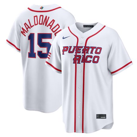 Men's Puerto Rico Baseball #15 Martin Maldonado White 2026 World Baseball Classic Home Stadium Jersey