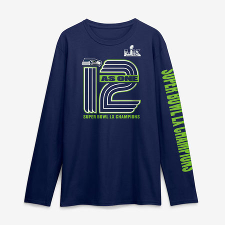 Men's Seattle Seahawks College Navy Super Bowl LX Champions Hometown On Top Long Sleeve T-Shirt