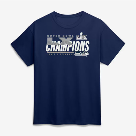 Men's Seattle Seahawks College Navy Super Bowl LX Champions Iconic Victory T-Shirt