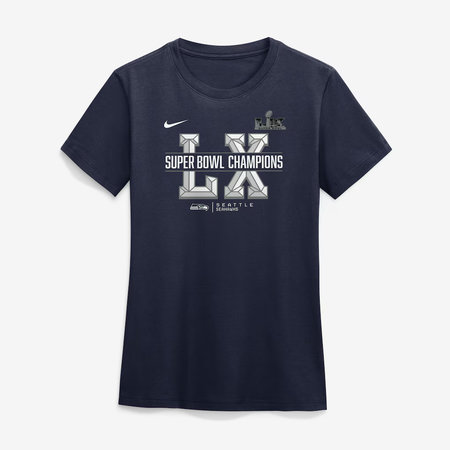 Women's Seattle Seahawks Nike College Navy Super Bowl LX Champions Sacrifice T-Shirt
