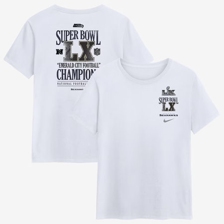Women's Seattle Seahawks Nike White Super Bowl LX Champions Long Ball T-Shirt