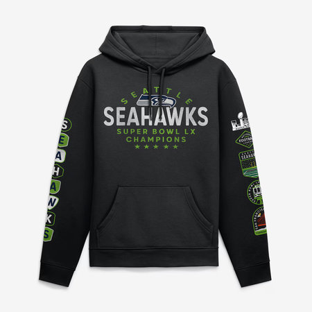 Men's Seattle Seahawks Black Super Bowl LX Champions Banner Year Hoodie