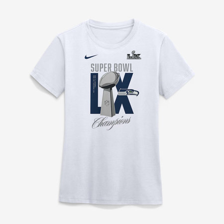 Women's Seattle Seahawks Nike White Super Bowl LX Champions Lombardi Trophy T-Shirt