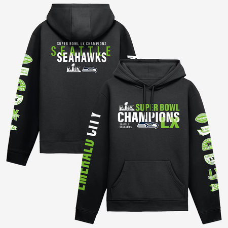 Men's Seattle Seahawks Black Super Bowl LX Champions Four Piece Hoodie