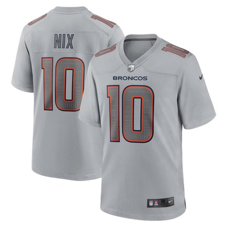 Youth Denver Broncos #10 Bo Nix Gray Atmosphere Fashion Game Jersey