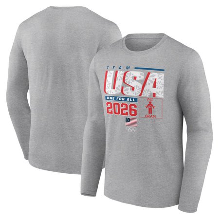 Men's Team USA Gray 2026 Winter Olympics Pic-O-Gram Long Sleeve T-Shirt